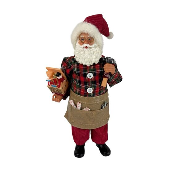 Christmas Carpenter Santa Claus Figurine 11 in Tools Toy Box Holiday Decor - Picture 2 of 8